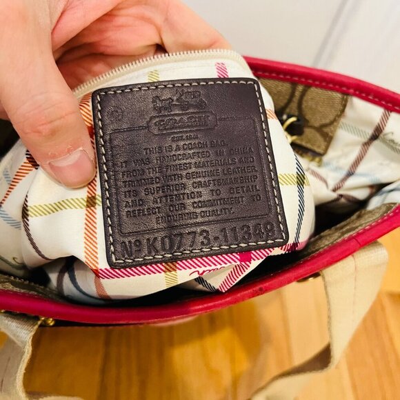 Y2K 2000 Hobo Coach Heritage Signature Stripe Pink/Tan Tote Bag Vintage - Picture 3 of 16